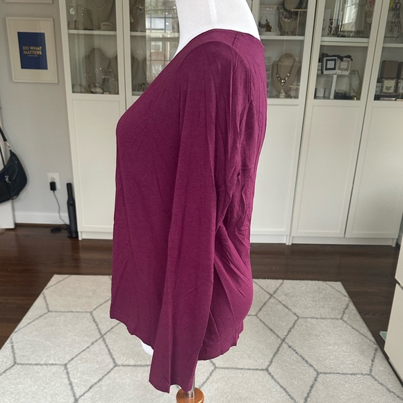 Ann Taylor Burgundy Long-Sleeve Tshirt Top EUC - Picture 2 of 4
